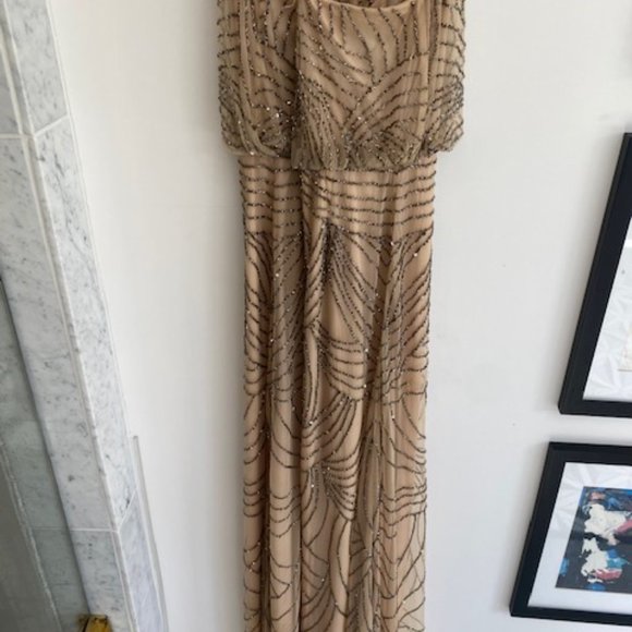 Adrianna Papell Beaded Tan Dress - Picture 6 of 8